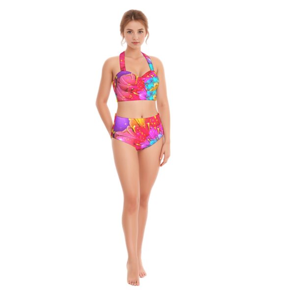 FullbreedCustom Print Women's Swimsuit Set With Halter
