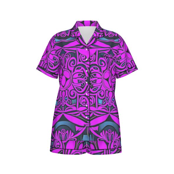 FullbreedCustom  Print Women's Imitation Silk Pajama Set With Short Sleeve