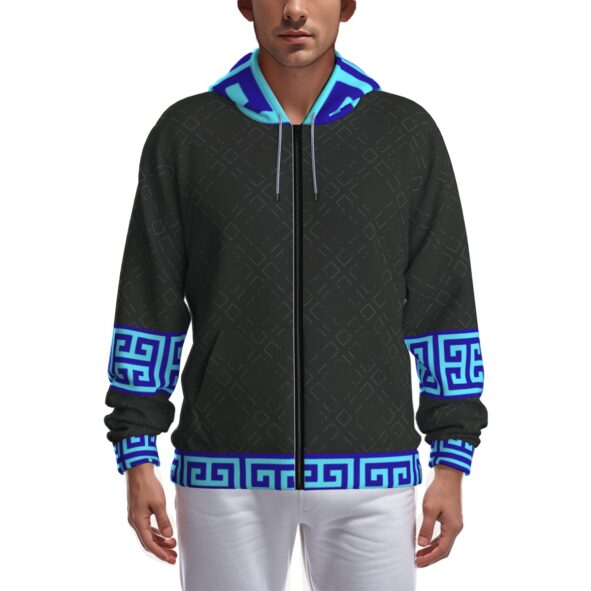 All-Over Print Zip Up Hoodie With Pocket