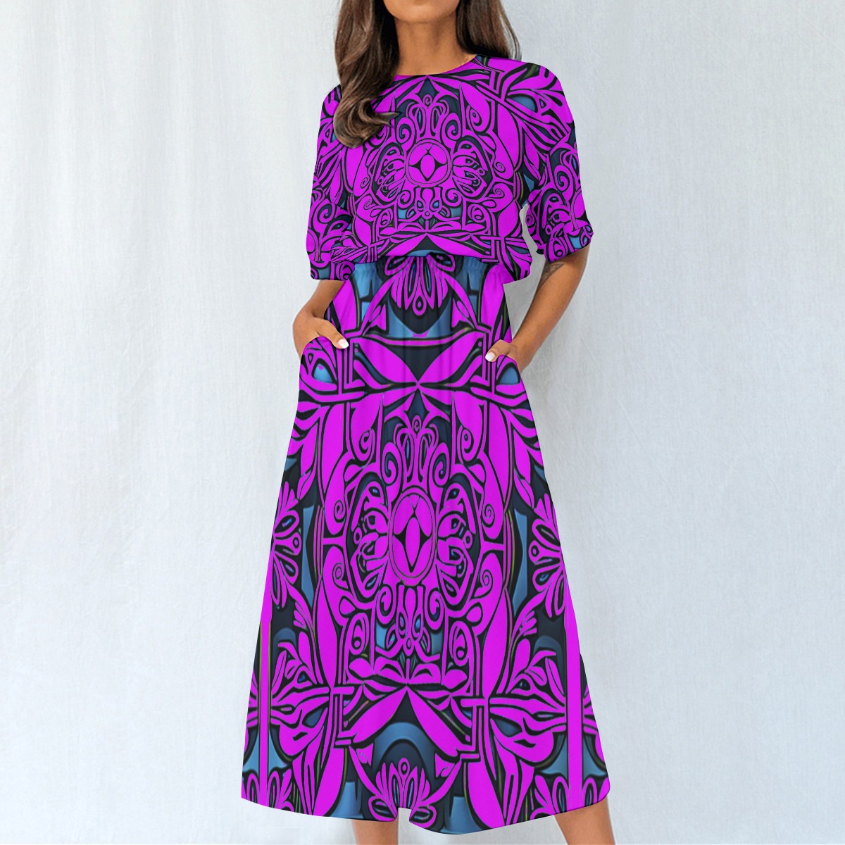 FullbreedCustom Print Women's Elastic Waist Dress