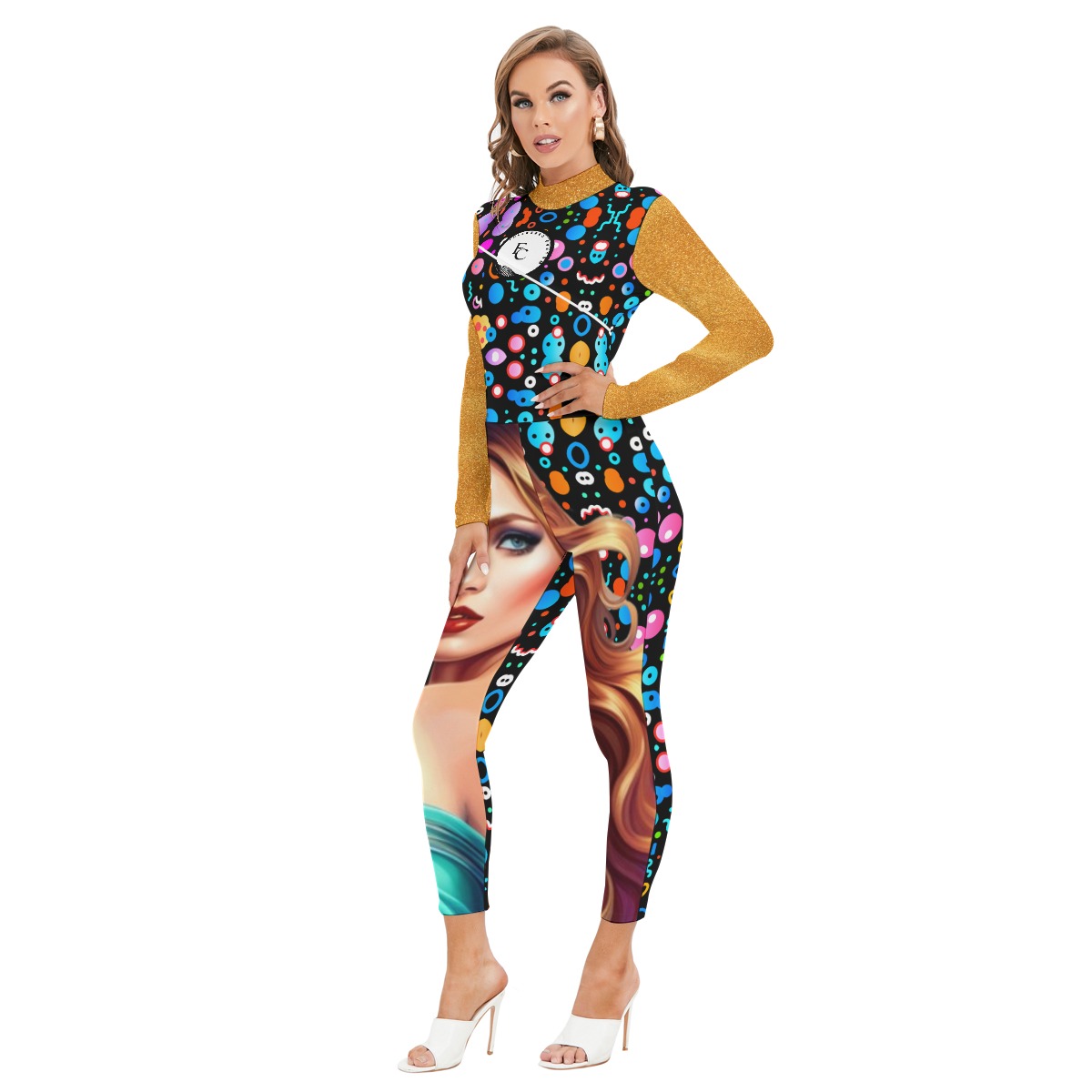 FullbreedCustom Women's Long-sleeved High-neck Jumpsuit With Zipper - Image 2