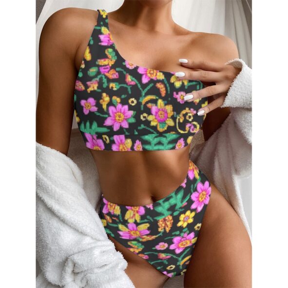 All-Over Print Women's Bikini With Single Shoulder