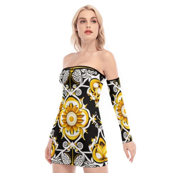 FullbreedCustom Print Women's Off-shoulder Back Lace-up Dress