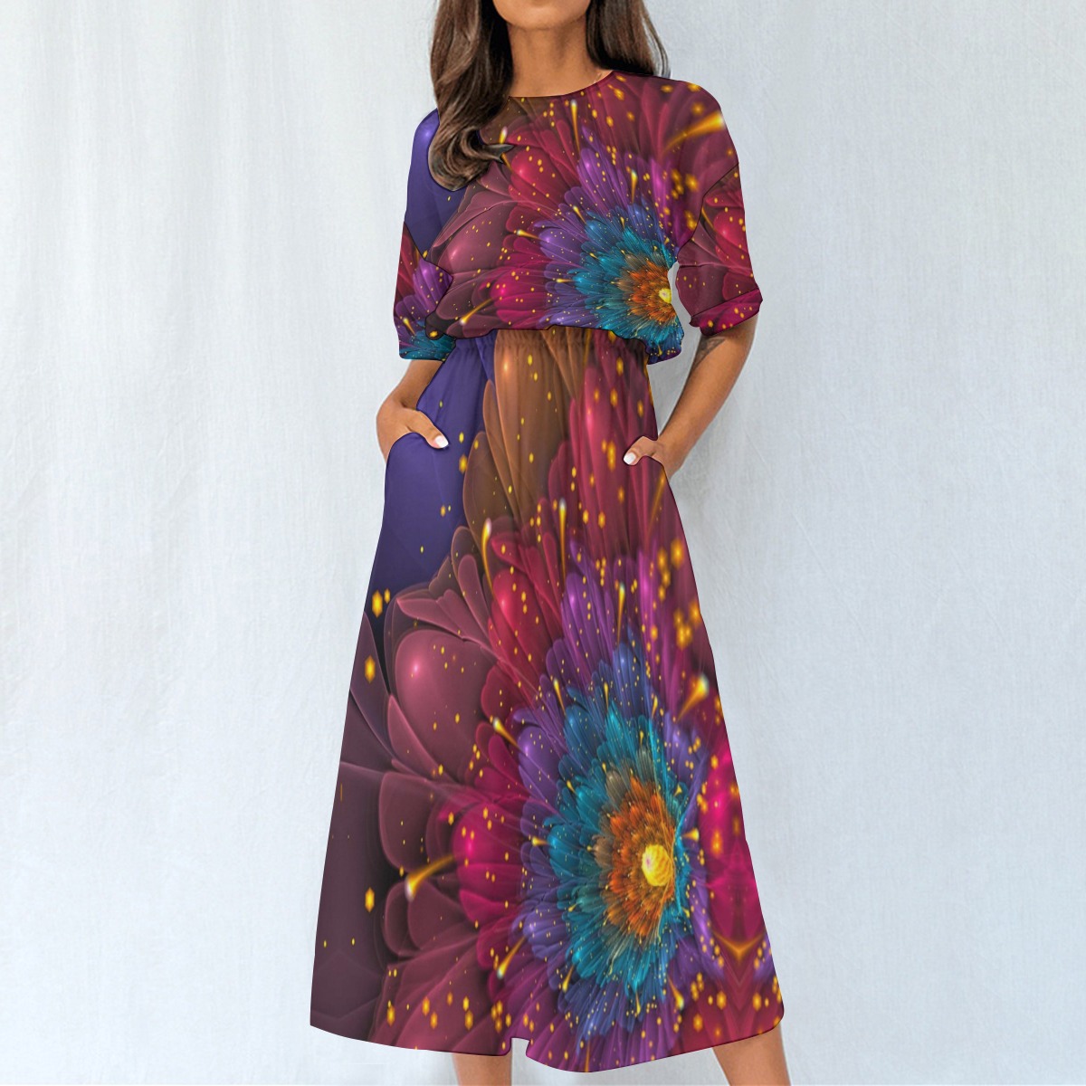 FullbreedCustom Print Women's Elastic Waist Dress - Image 3