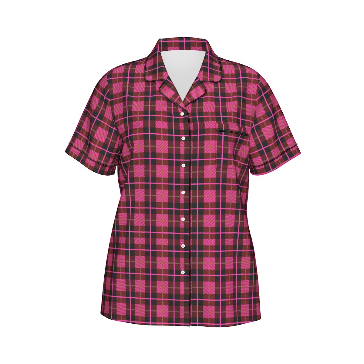 FullbreedCustom Print Women's Imitation Silk Pajama Set With Short Sleeve - Image 5