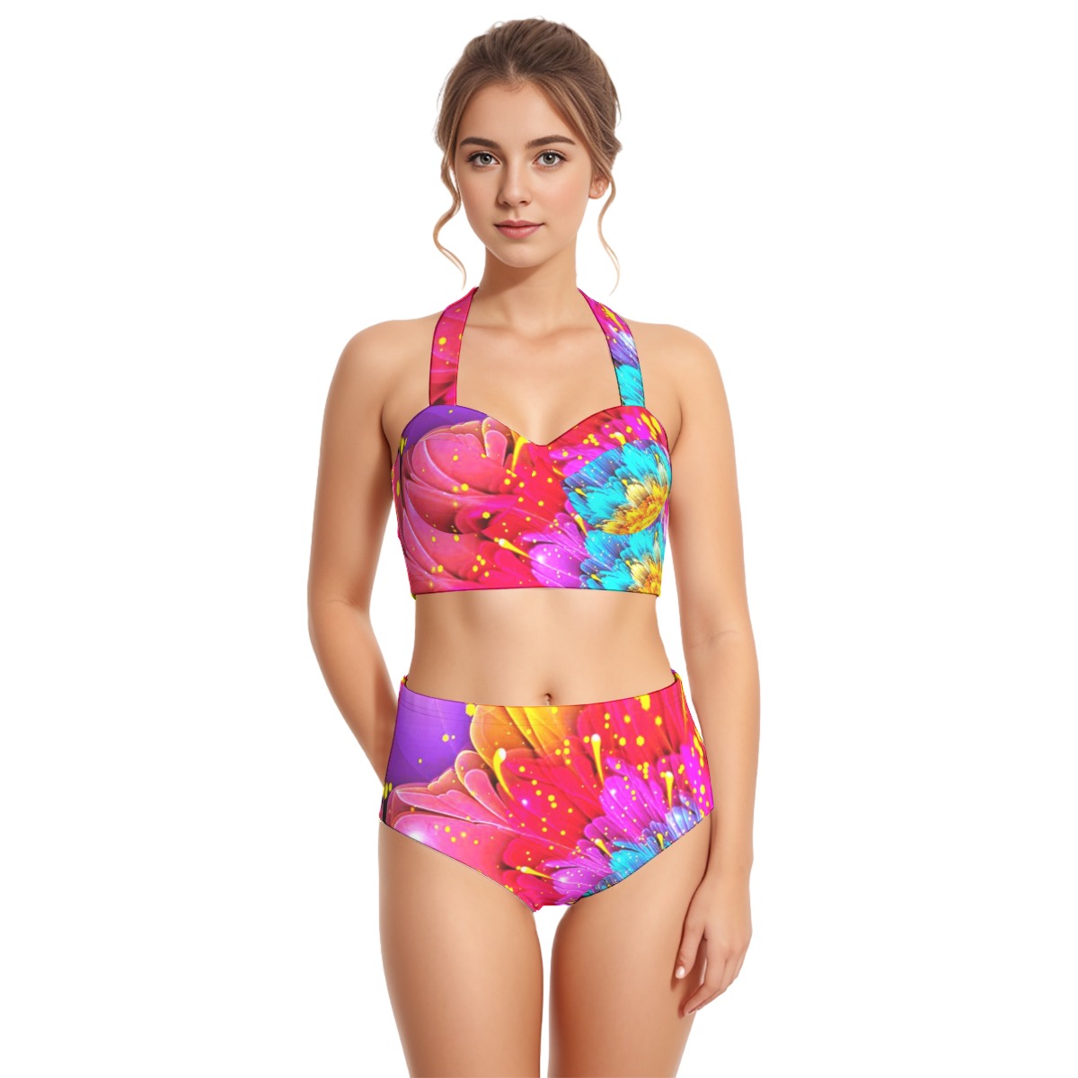 FullbreedCustom Print Women's Swimsuit Set With Halter - Image 2