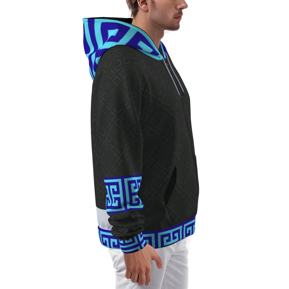 All-Over Print Zip Up Hoodie With Pocket - Image 3