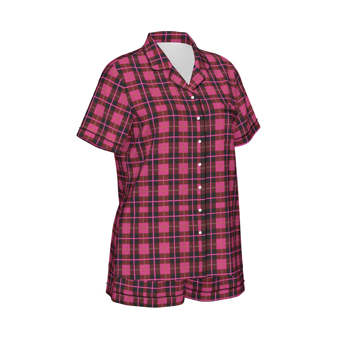 FullbreedCustom Print Women's Imitation Silk Pajama Set With Short Sleeve - Image 3