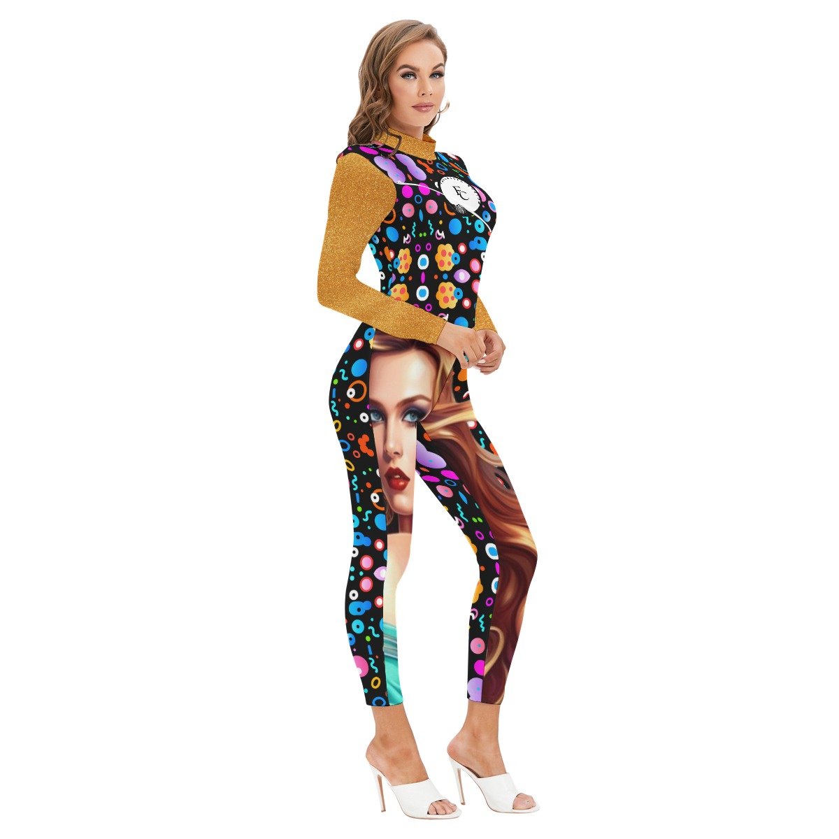 FullbreedCustom Women's Long-sleeved High-neck Jumpsuit With Zipper - Image 3