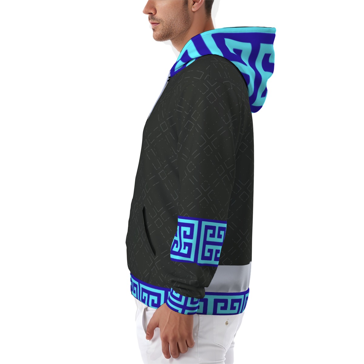 All-Over Print Zip Up Hoodie With Pocket - Image 2