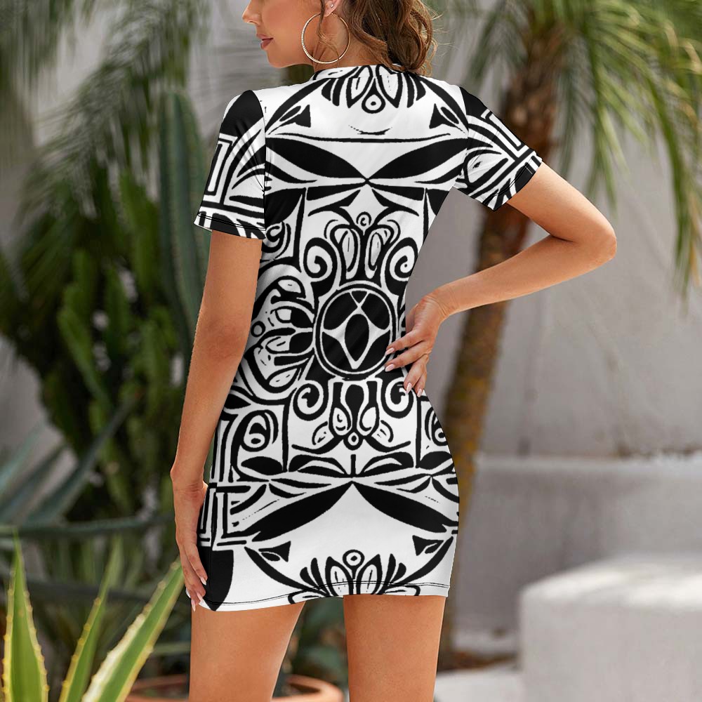 kokorepublic White Crew Neck Short Sleeve Dress - Image 8