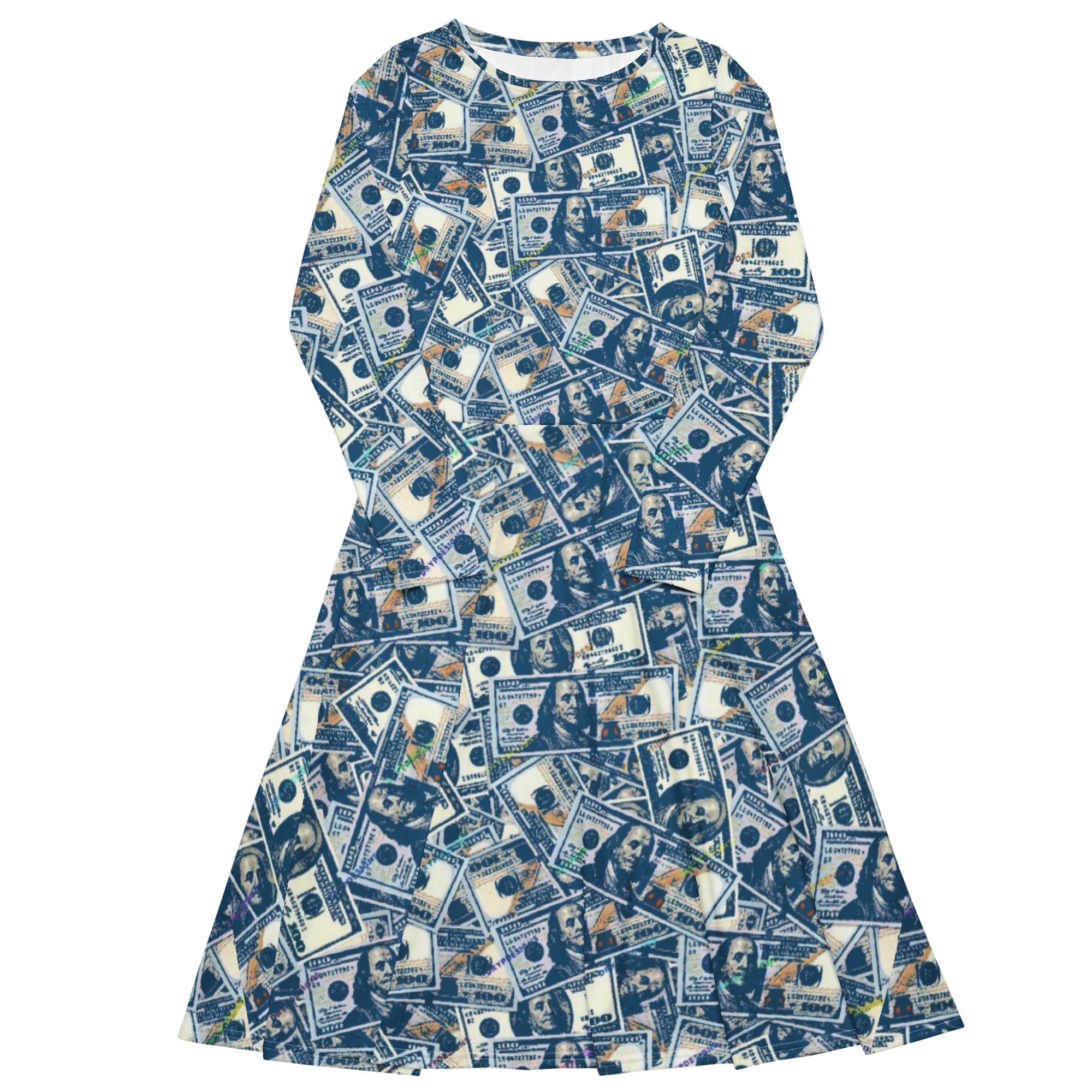 FullbreedCustom print long sleeve midi dress