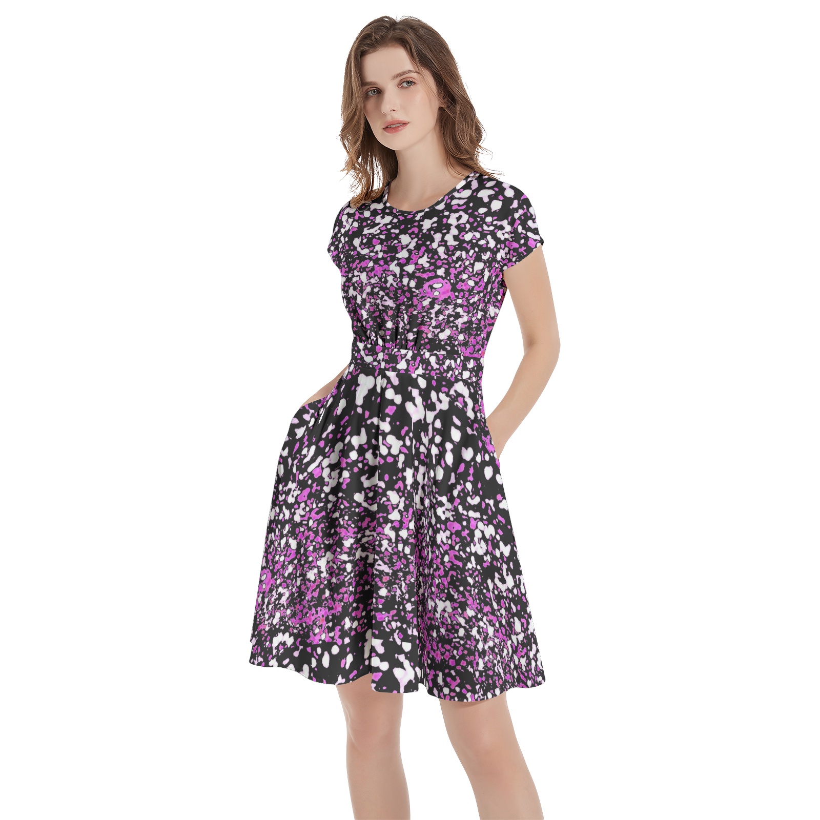 Short Sleeve Casual A-Line Midi Dress - Image 2