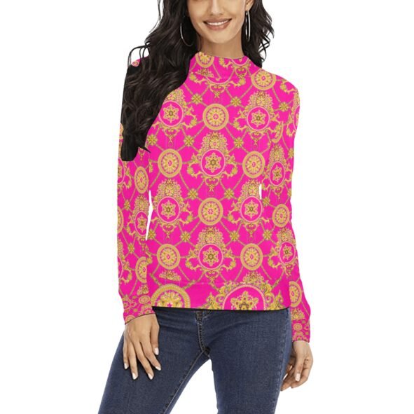 fullbreedcustom Women's All Over Print Mock Neck Sweater (H43)