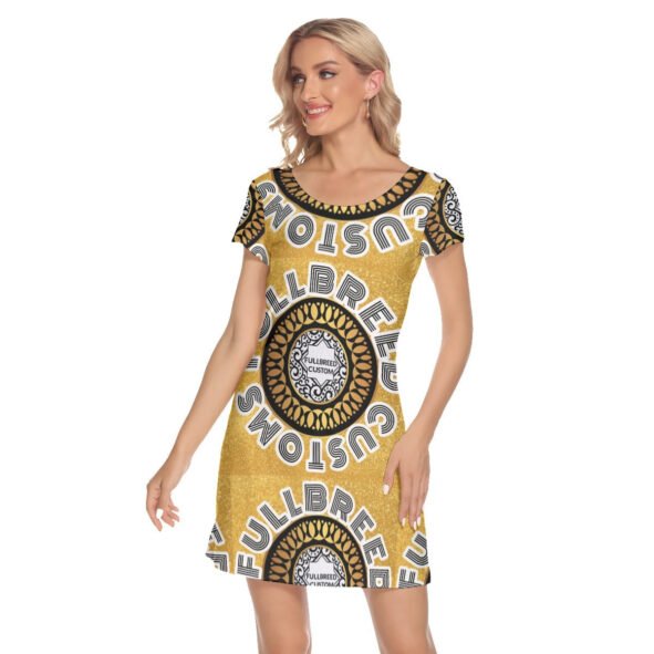 All-Over Print Women's Short Sleeve O-neck Dress