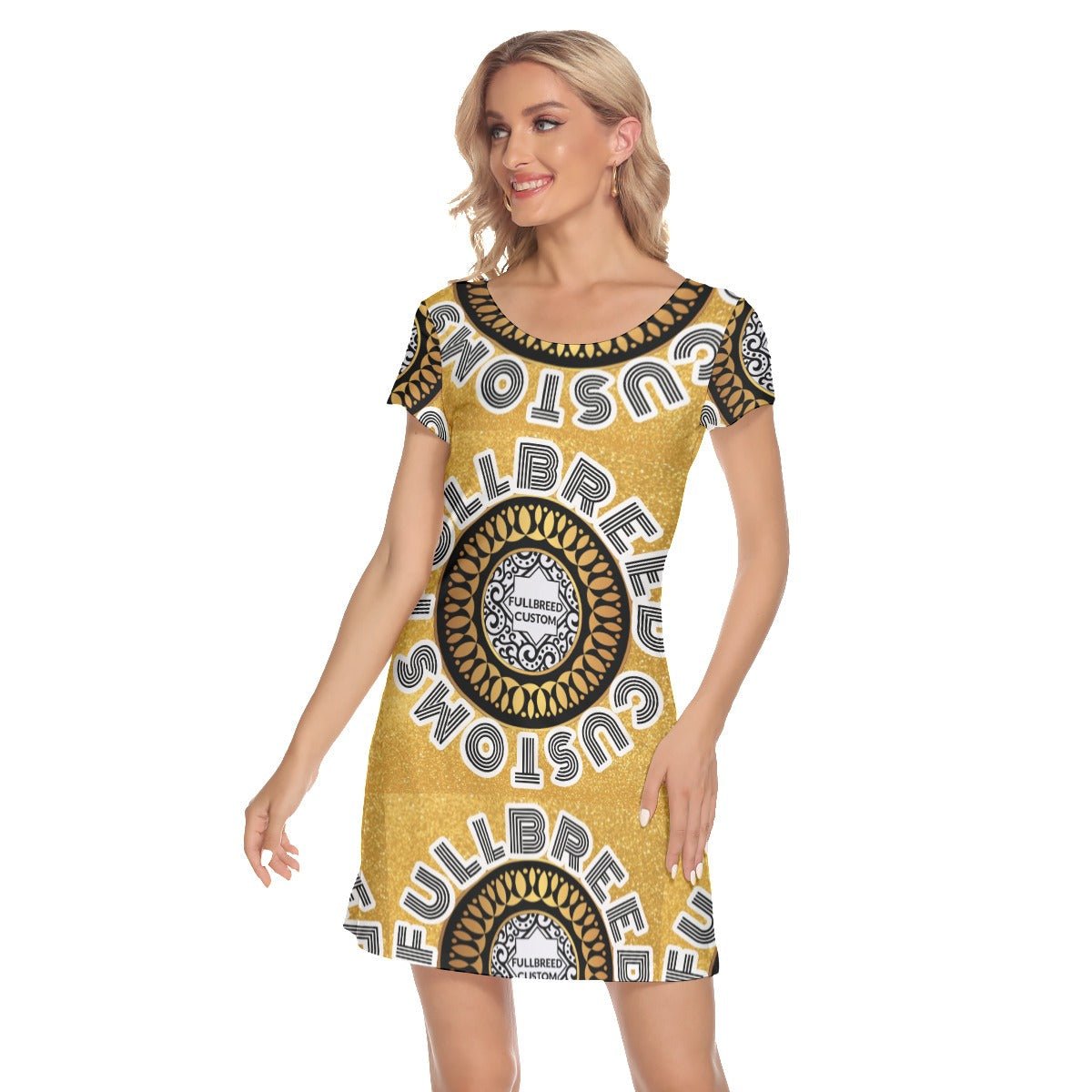 All-Over Print Women's Short Sleeve O-neck Dress