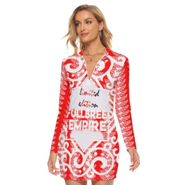 All-Over Print Women's Zip Front Tight Dress