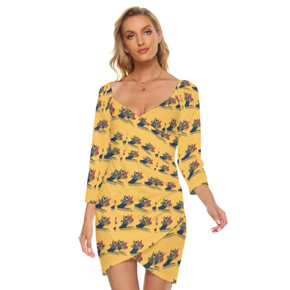 All-Over Print Women's Off-shoulder Long Sleeve Dress