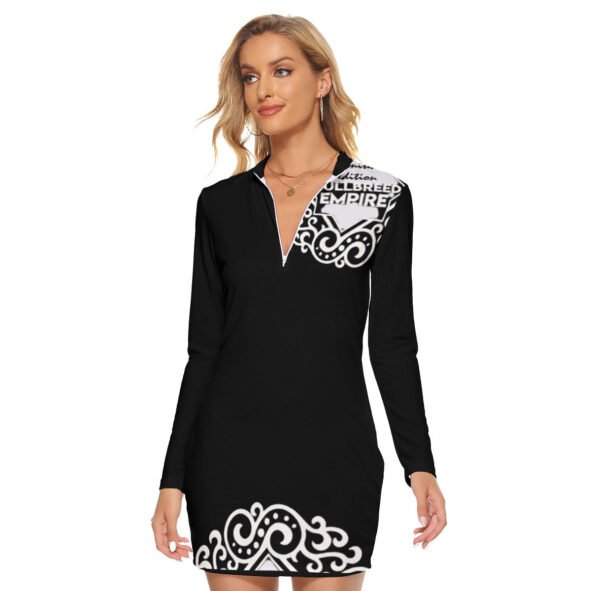 All-Over Print Women's Zip Front Tight Dress