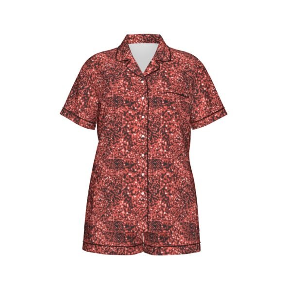 FullbreedCustom Print Women's Imitation Silk Pajama Set With Short Sleeve