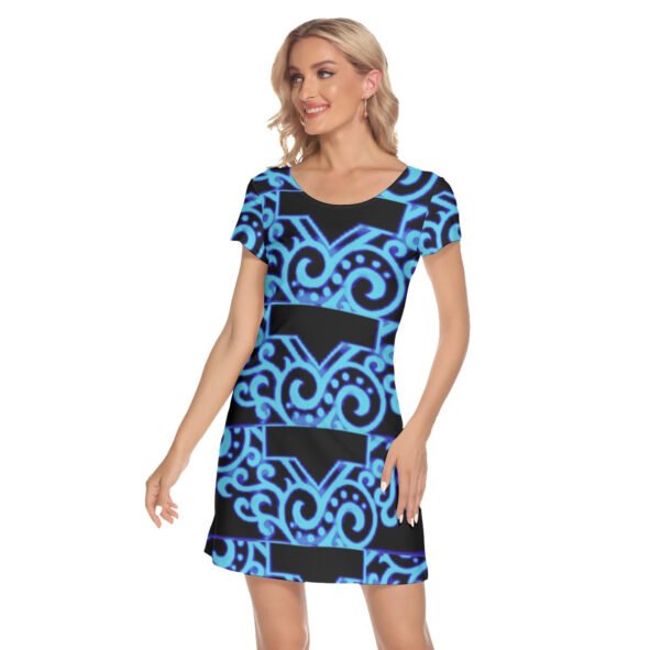 All-Over Print Women's Short Sleeve O-neck Dress