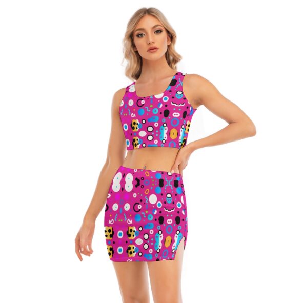 FullbreedCustom Print Women's Camisole And Hip Skirt Suit