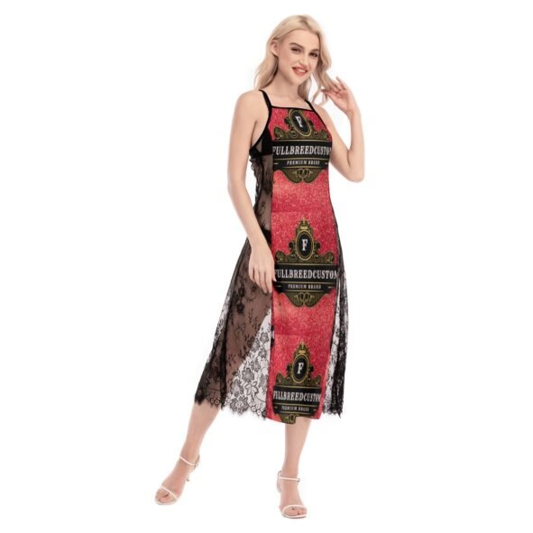 fullbreedcustom Print Women's Lace Cami Cross Back Dress