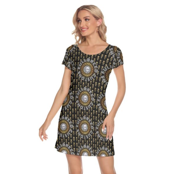 All-Over Print Women's Short Sleeve O-neck Dress