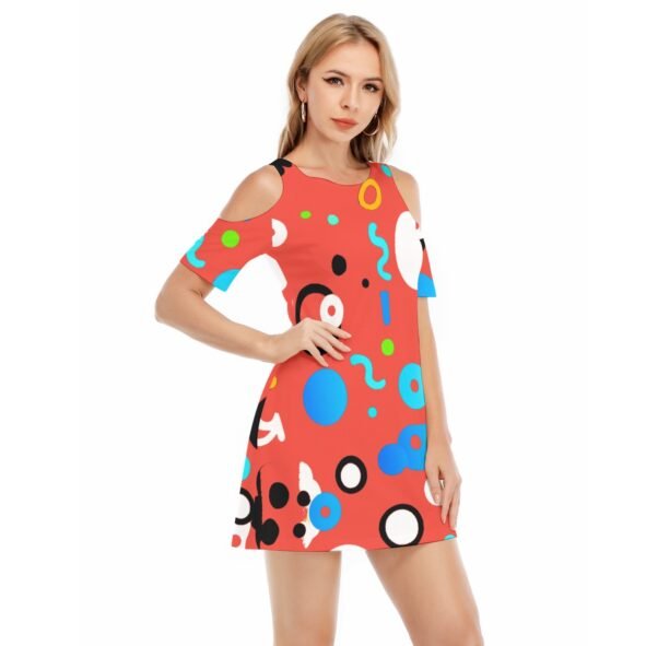 fullbreedcustom Print Women's Cold Shoulder Dress | 190GSM Cotton