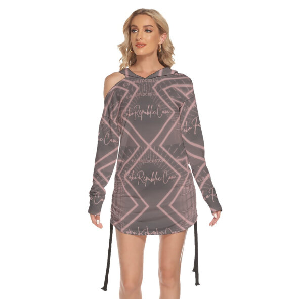 All-Over Print Women's One-shoulder Dress With Waist Shirring