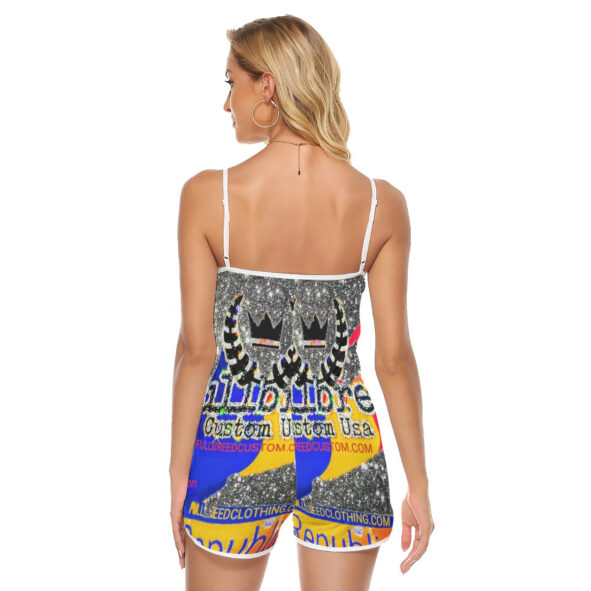 All-Over Print Women's V-neck Cami Romper