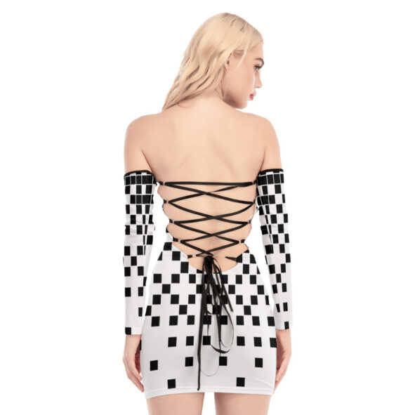 All-Over Print Women's Off-shoulder Back Lace-up Dress