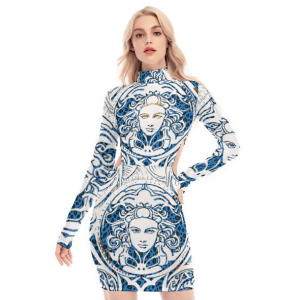All-Over Print Women's Waist Hollow Hip Dress