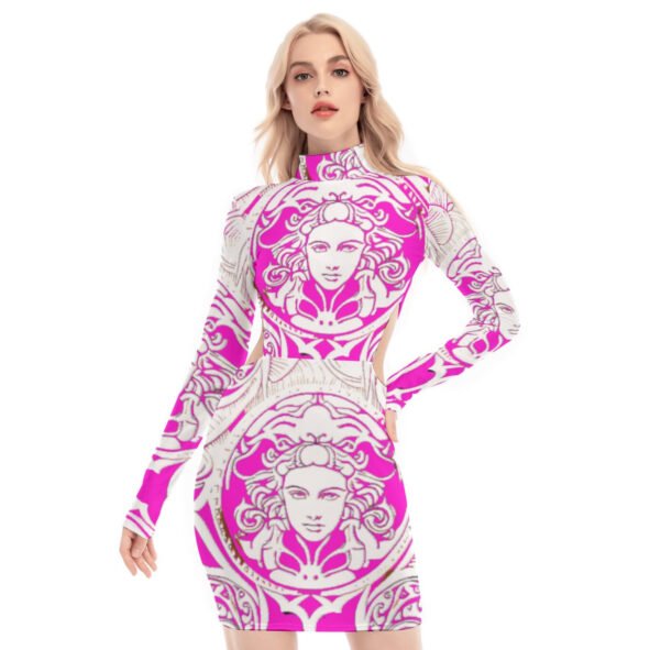 All-Over Print Women's Waist Hollow Hip Dress