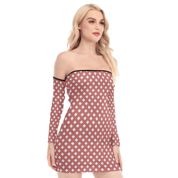 All-Over Print Women's Off-shoulder Back Lace-up Dress