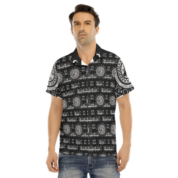 All-Over Print Men's Lapel Collar Short Sleeve T-shirt With Concealed Placket