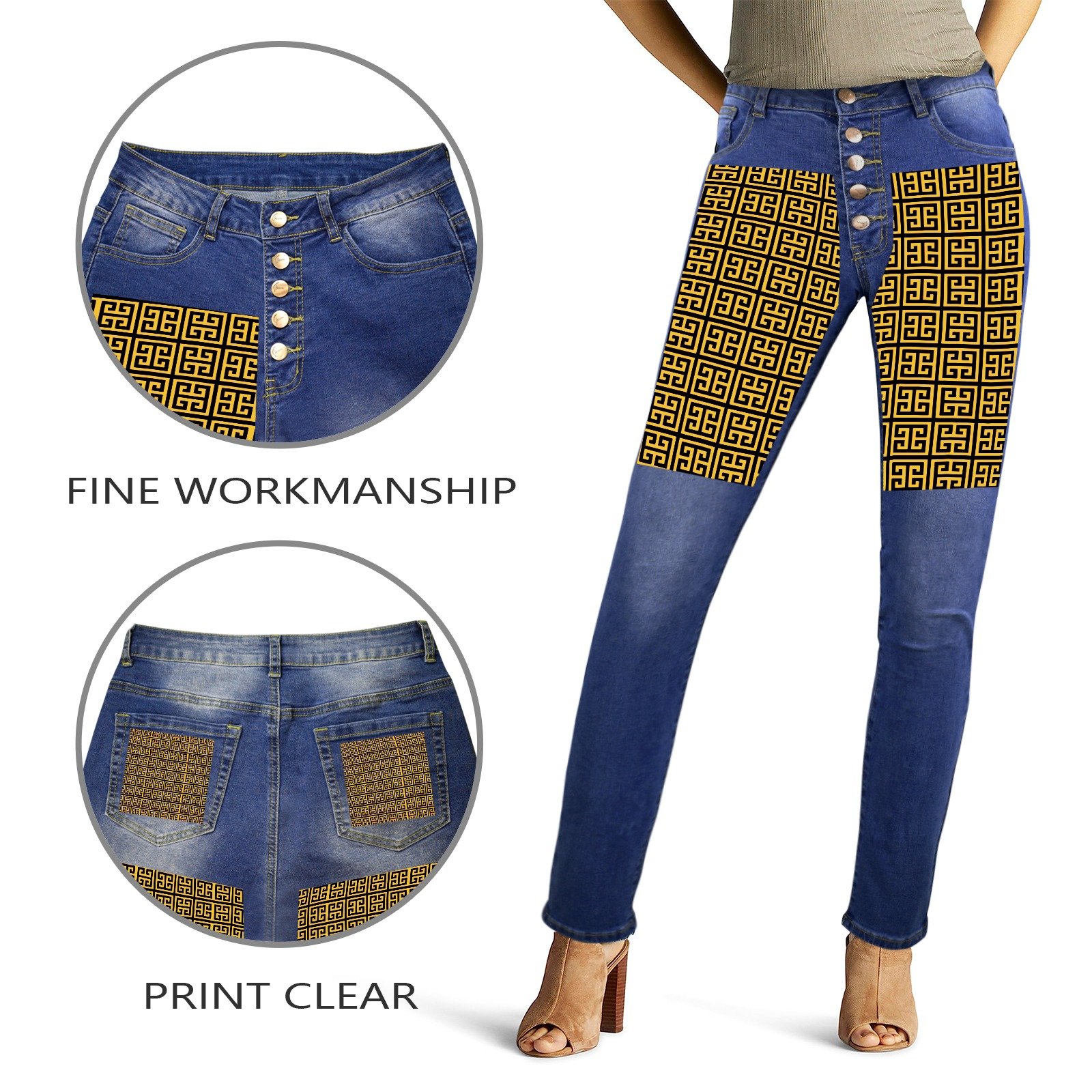 fullbreedcustom Women's Jeans (Front&Back Printing) - Image 5