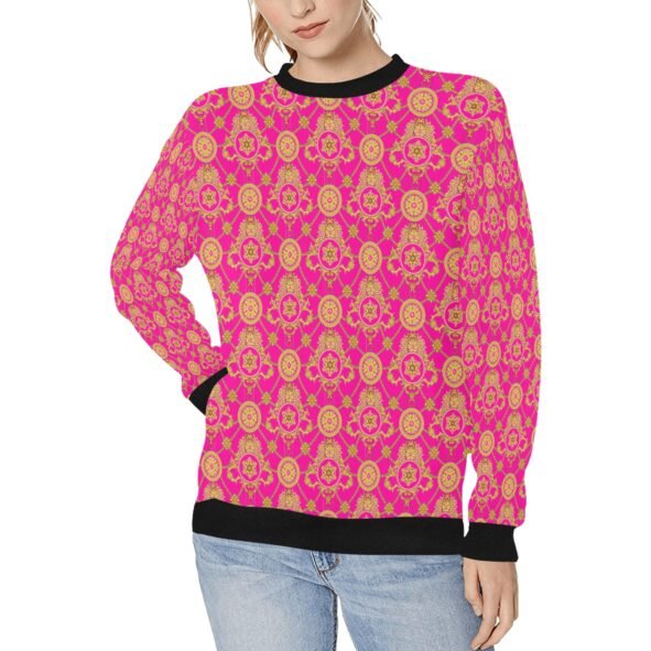 fullbreedcustom Women's Rib Cuff Crew Neck Sweatshirt (H34)