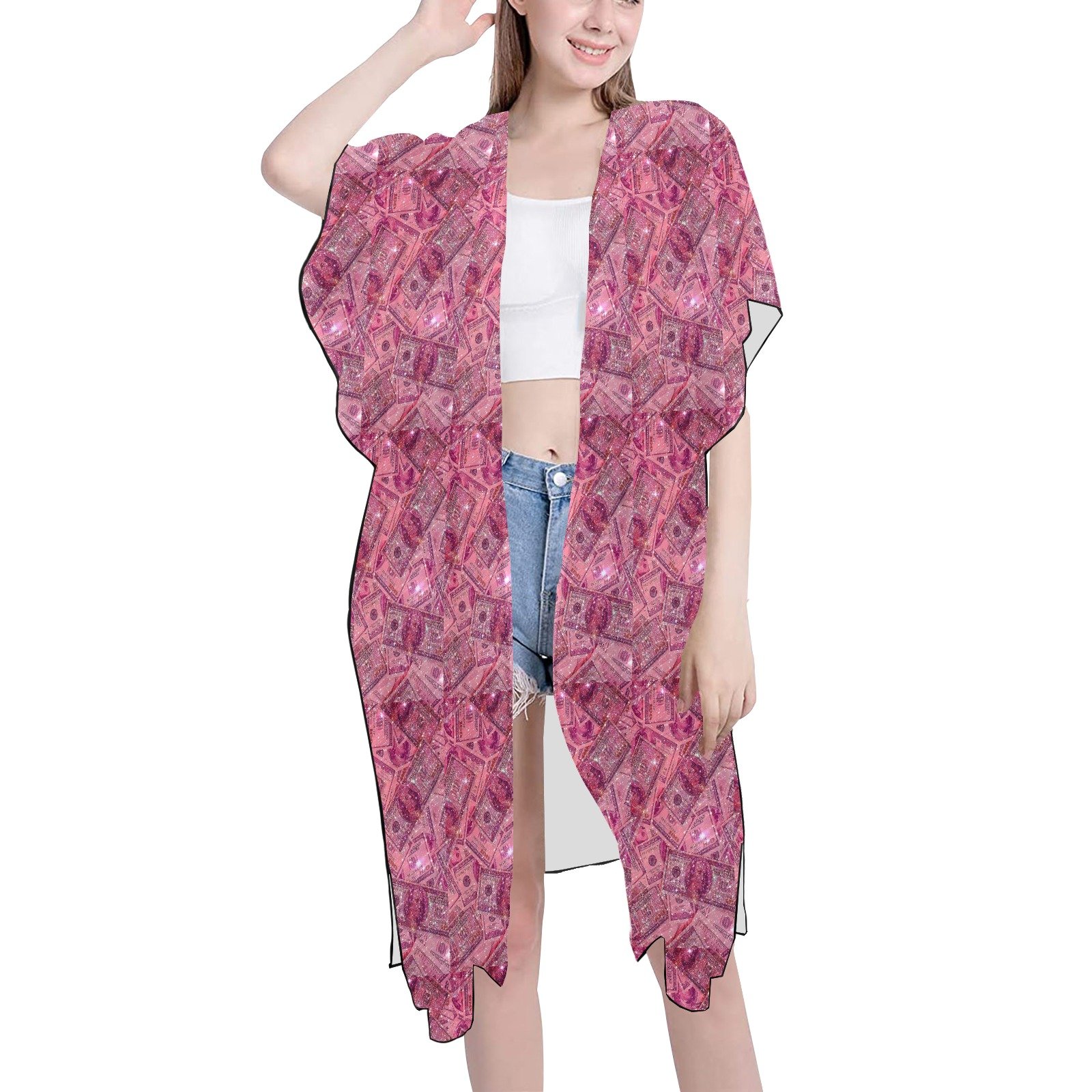 fullbreedcustom Mid-Length Side Slits Chiffon Cover Up (H50)