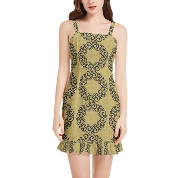 Sleeveless Square Neck Ruffle Hem Mini Dress