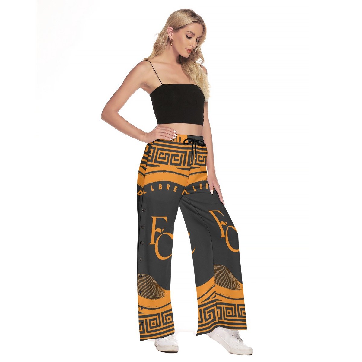 fullbreedcustom Print Women's Side Slit Snap Button Trousers - Image 2