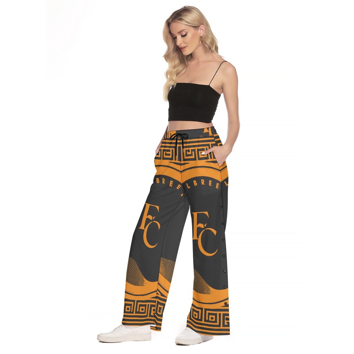 fullbreedcustom Print Women's Side Slit Snap Button Trousers - Image 3