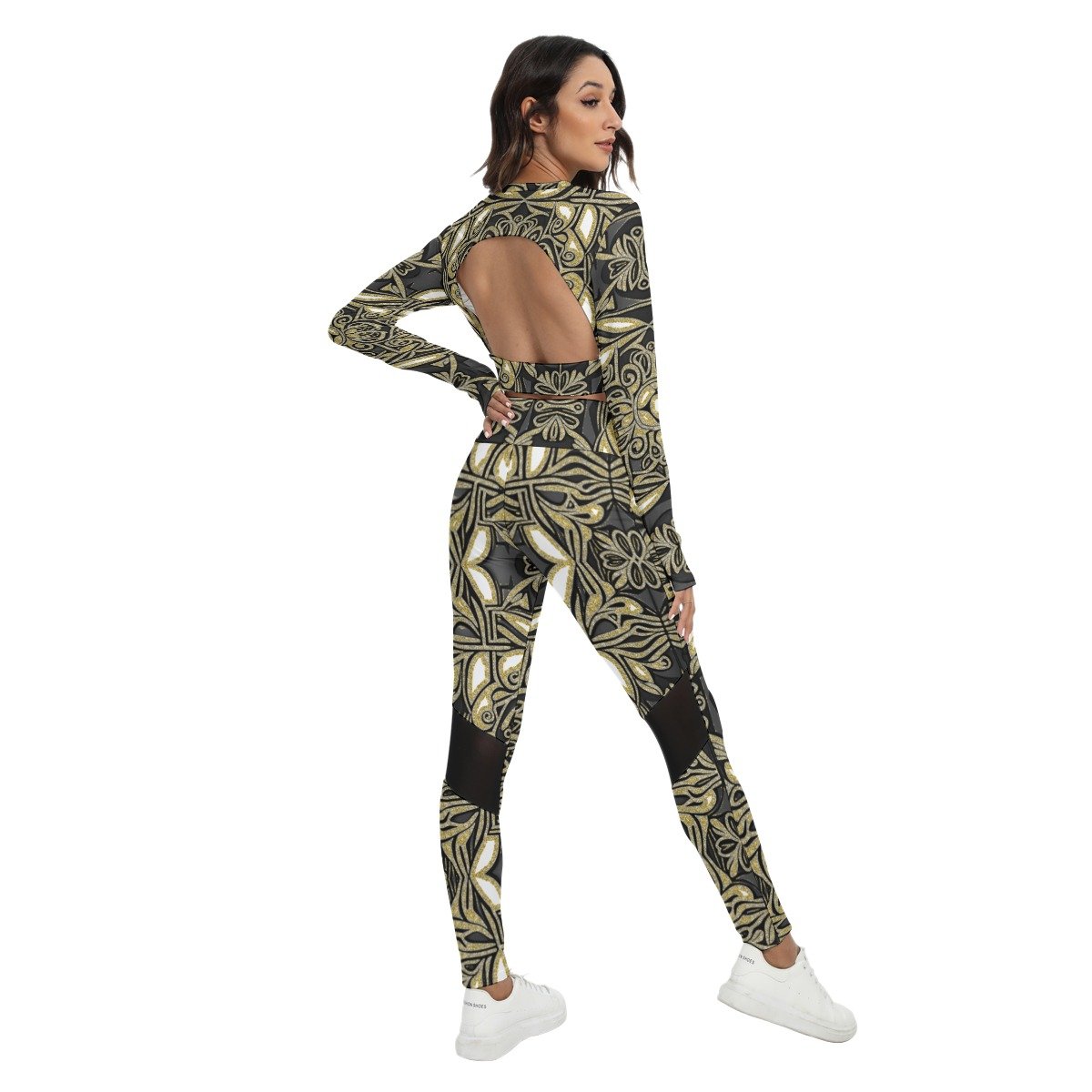 fullbreedcustom Print Women's Sport Set With Backless Top And Leggings - Image 4