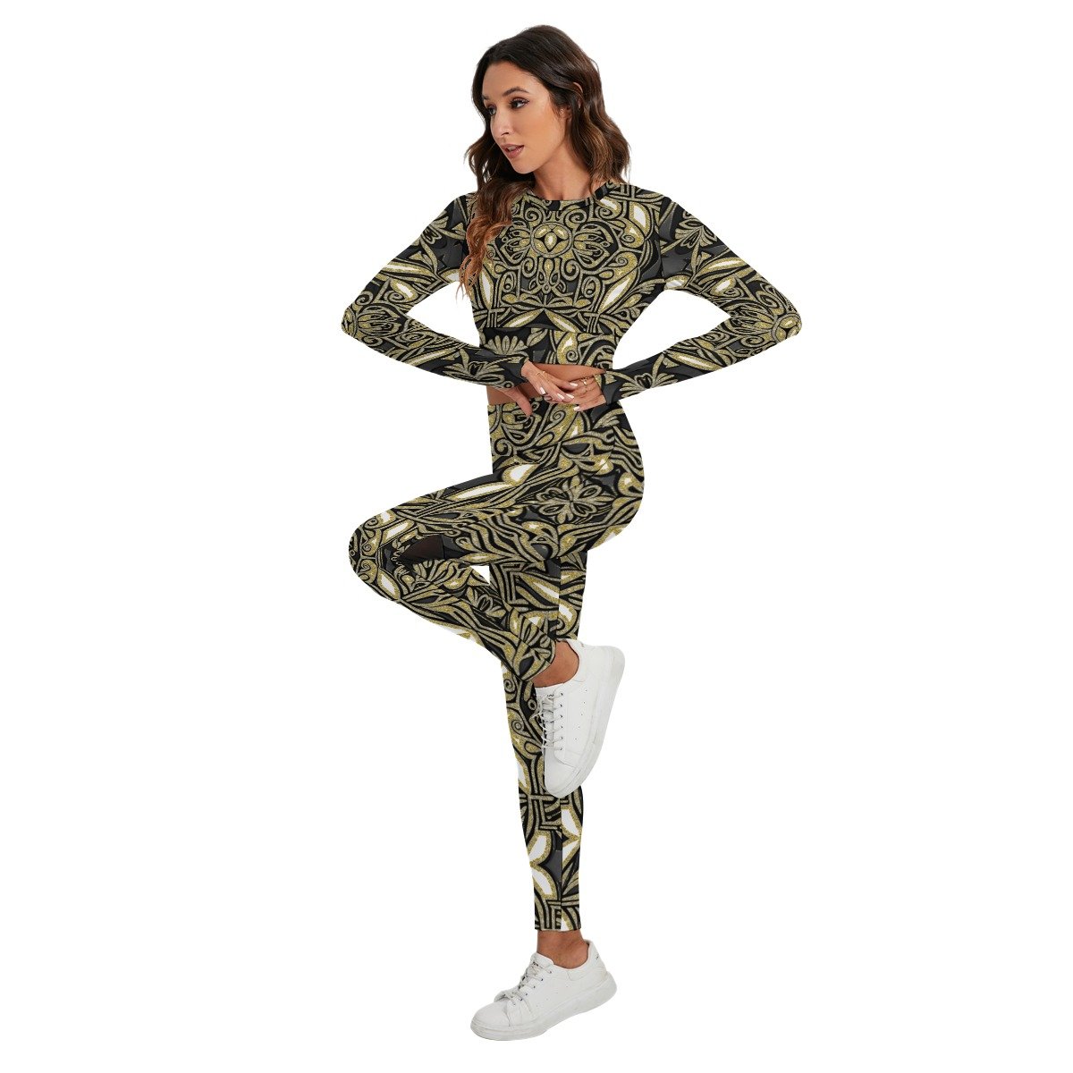 fullbreedcustom Print Women's Sport Set With Backless Top And Leggings - Image 3