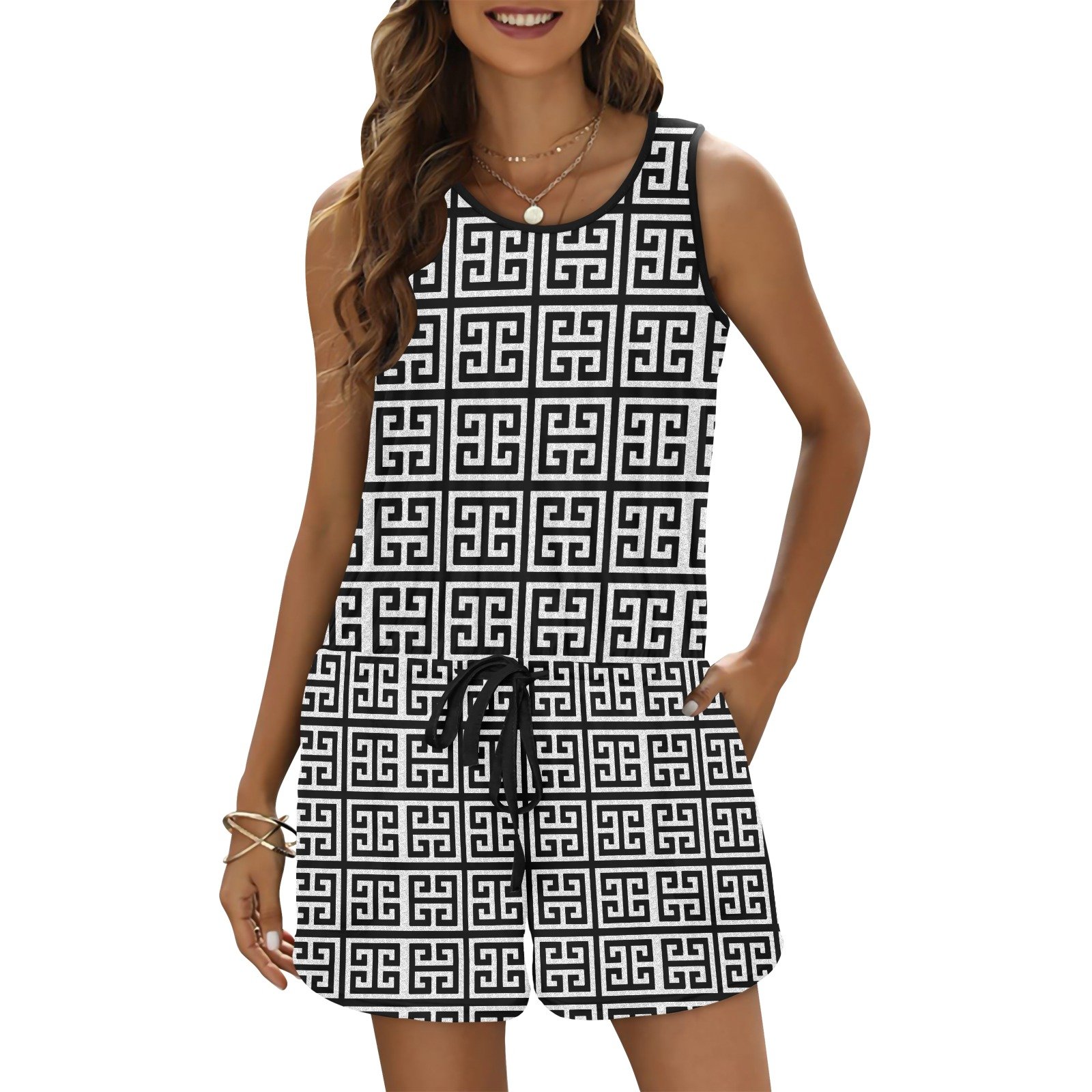 kokorepublic Print Vest Short Jumpsuit (Sets 15)