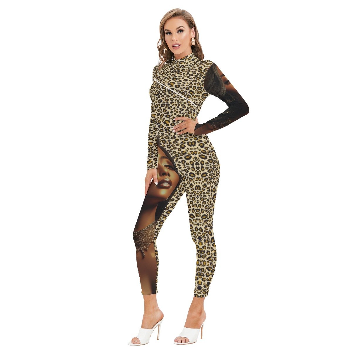 fullbreedcustom Women's Long-sleeved High-neck Jumpsuit With Zipper - Image 3