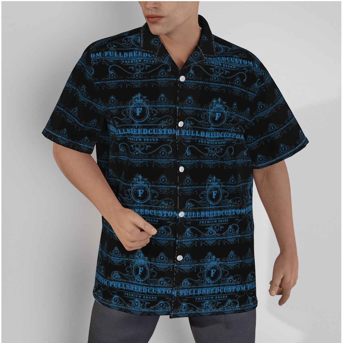 fullbreedcustom Men's Hawaiian Shirt With Button Closure