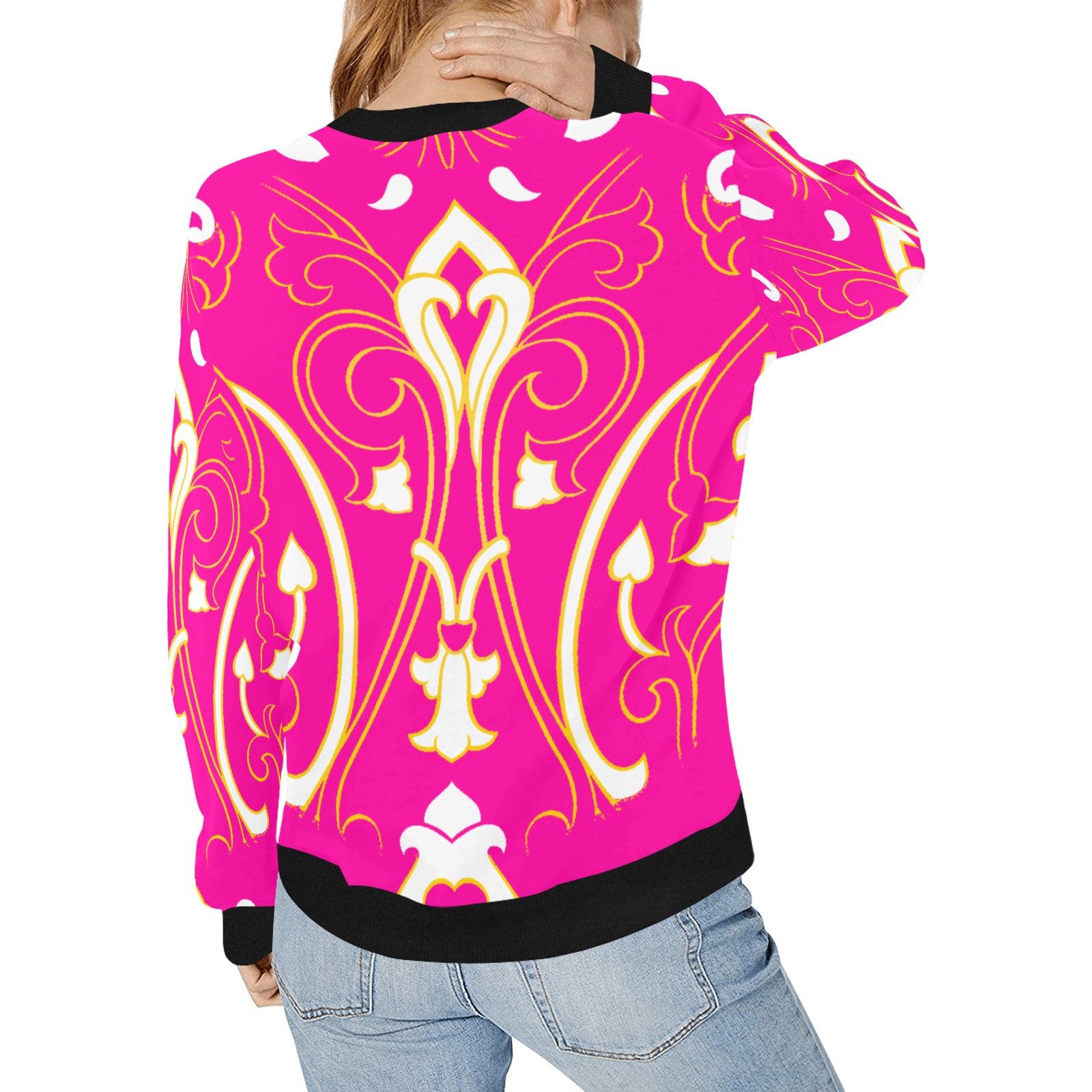 FullbreedCustom Women's Rib Cuff Crew Neck Sweatshirt (H34) - Image 2
