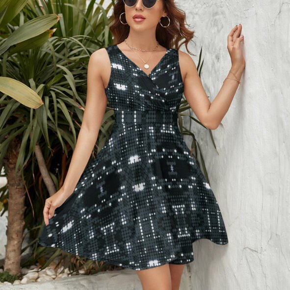 fullbreedboutique Ladies Sleeveless White Polka Dot Dress