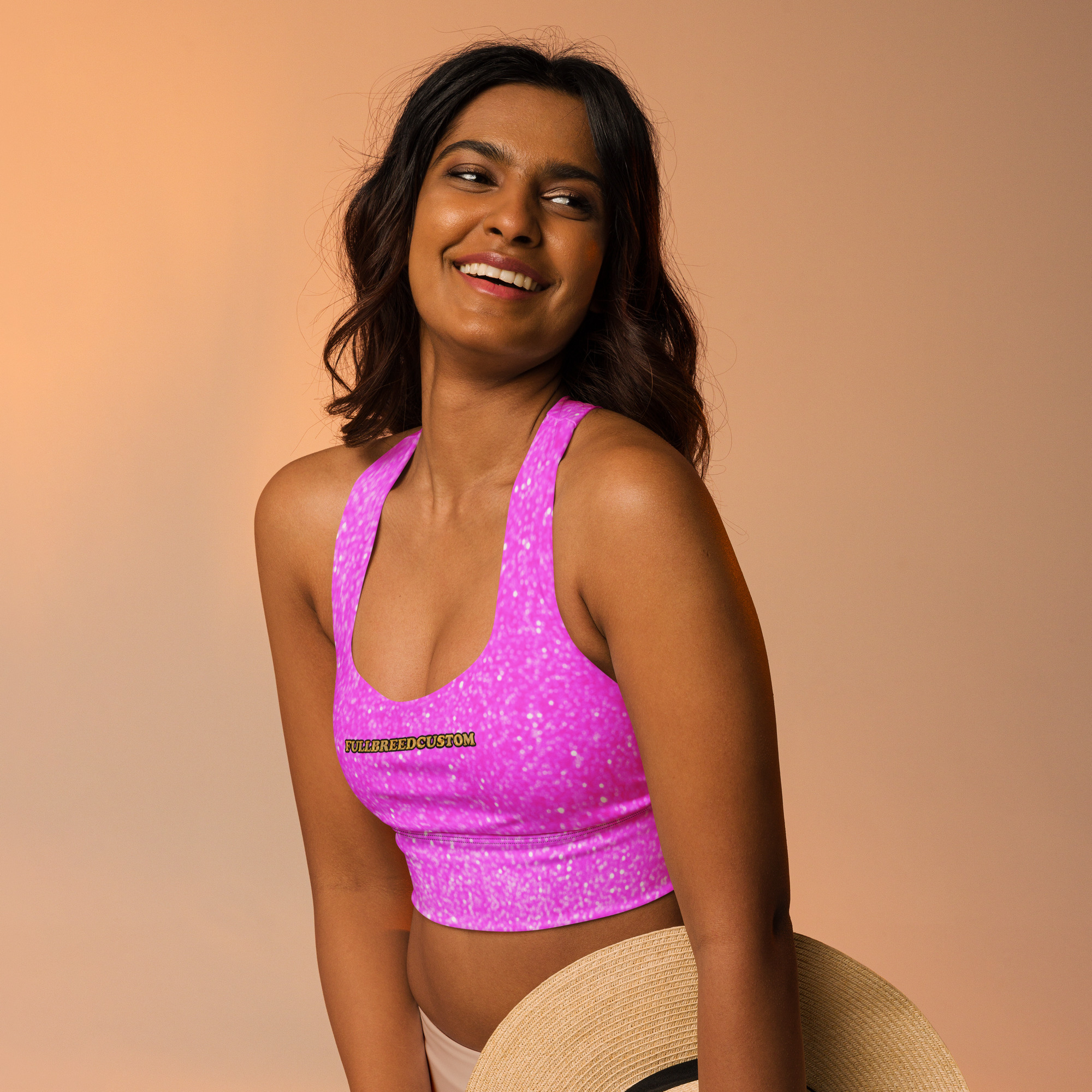 fullbreedcustom Print Recycled Longline Sports Bra - Image 4